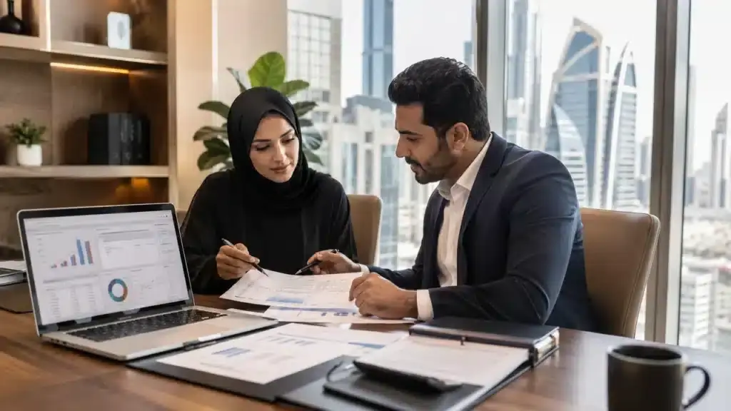 Illustration showing QuickBooks to Odoo migration for UAE businesses